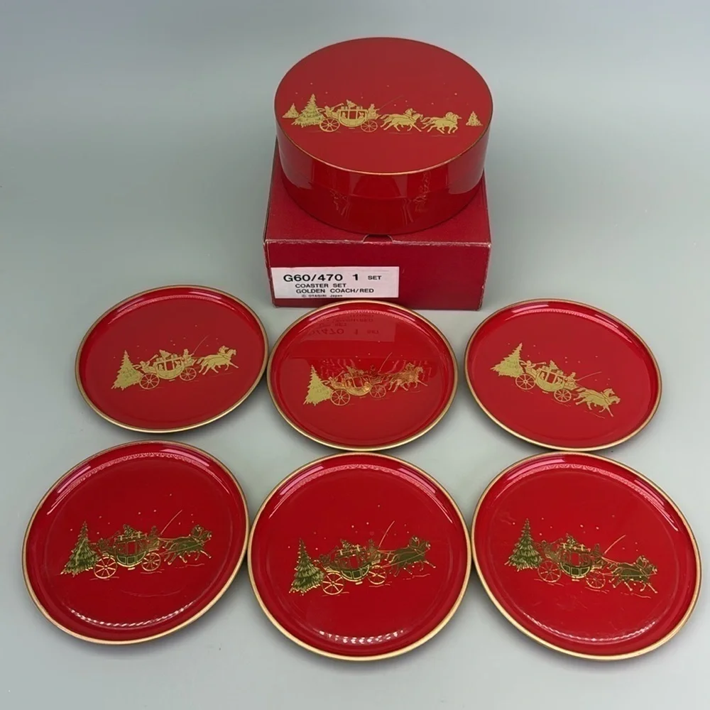 Vintage Otagiri Japan Laquerware Coaster Set